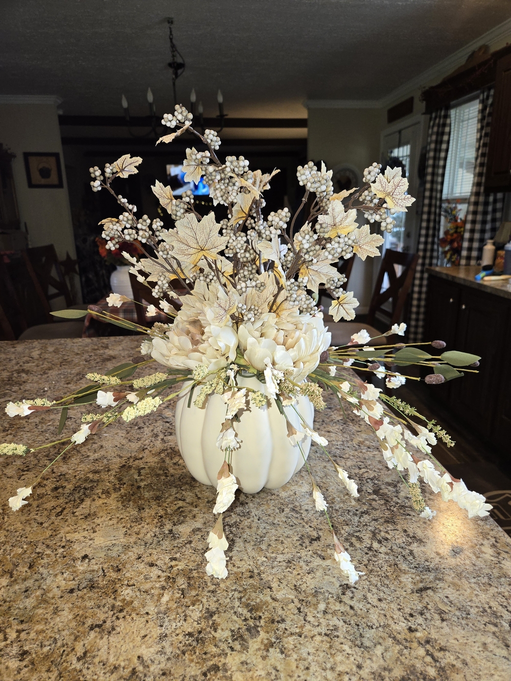 Cream Faux Floral Pumpkin Arrangement by